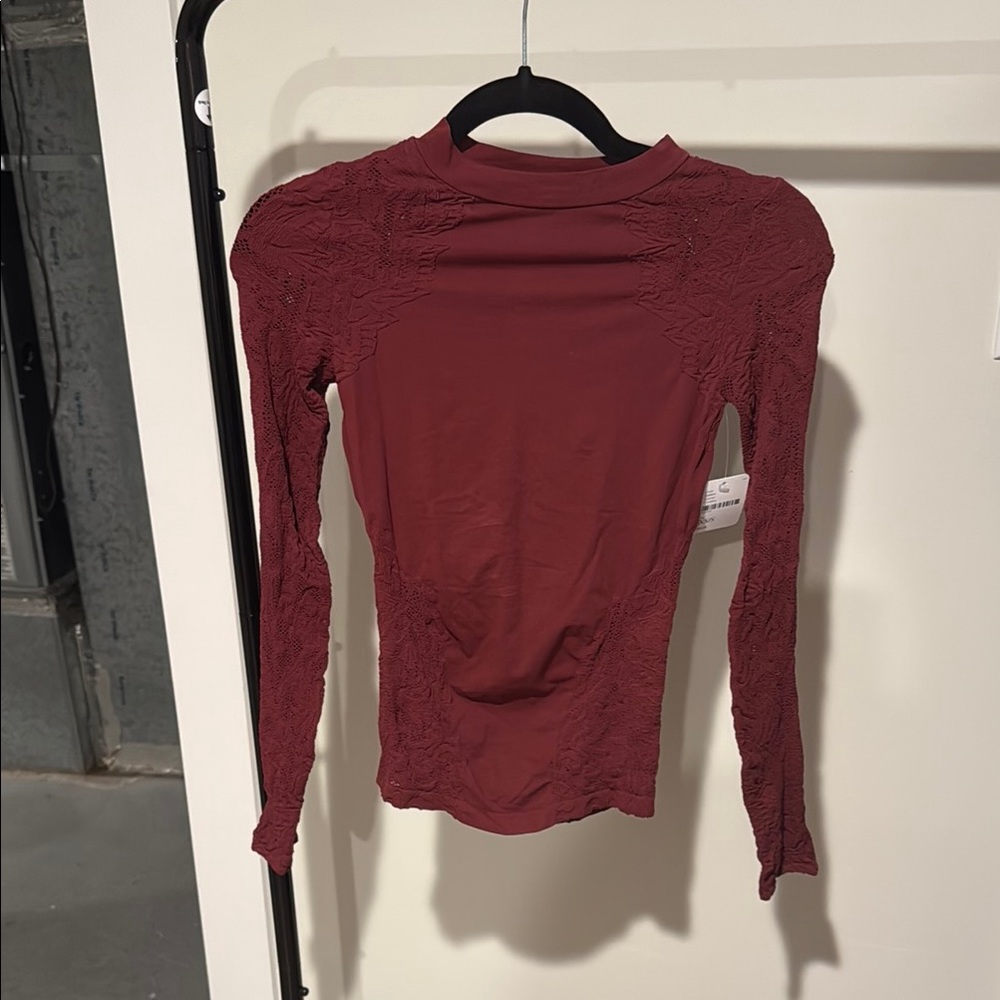 Free People Elegant Burgundy Lace Women's Top